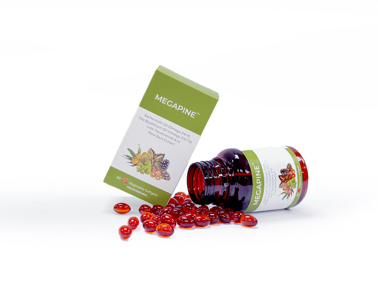 Sacha Inchi Oil (Omega 3•6•9), Sea Buckthorn Oil (Omega 3•6•7•9) with Tocotrienols and Pine Bark Extract